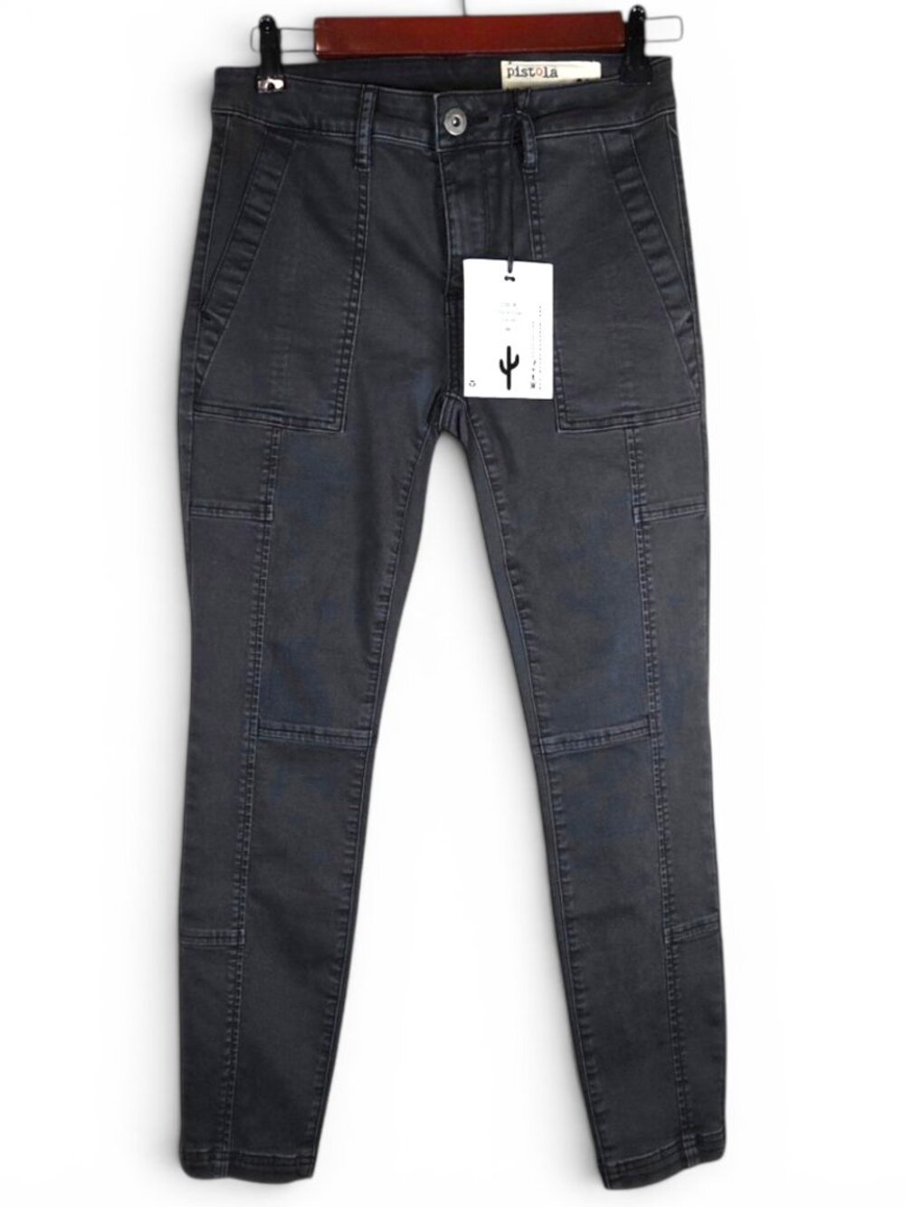Pistola Alice Utility Skinny Jeans Ink Moto Panel Stretch Denim Size 26 NWT